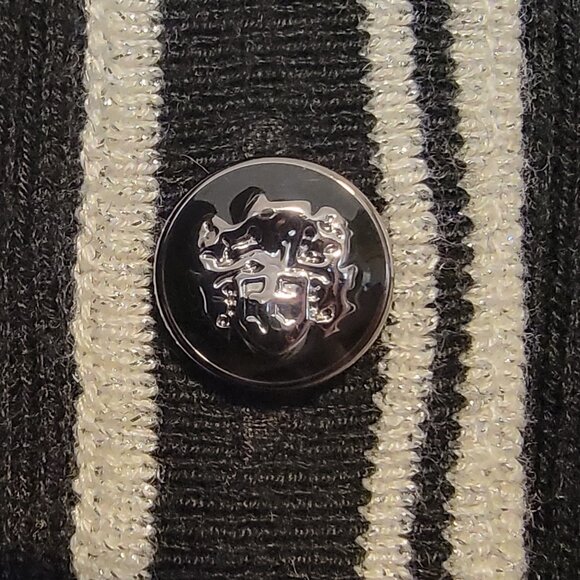 SOLD WHBM Ribbed Long Cardigan Duster Black White Trim - Picture 13 of 15